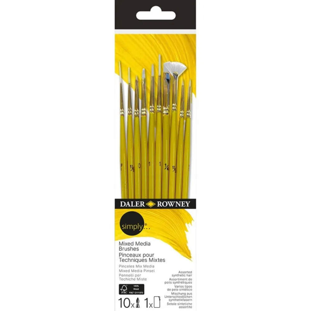 Daler Rowney Zestaw pędzli syntetycznych Mixed Media - - 10 szt. > Pędzle Syntetyczne|Zestawy Pędzli
