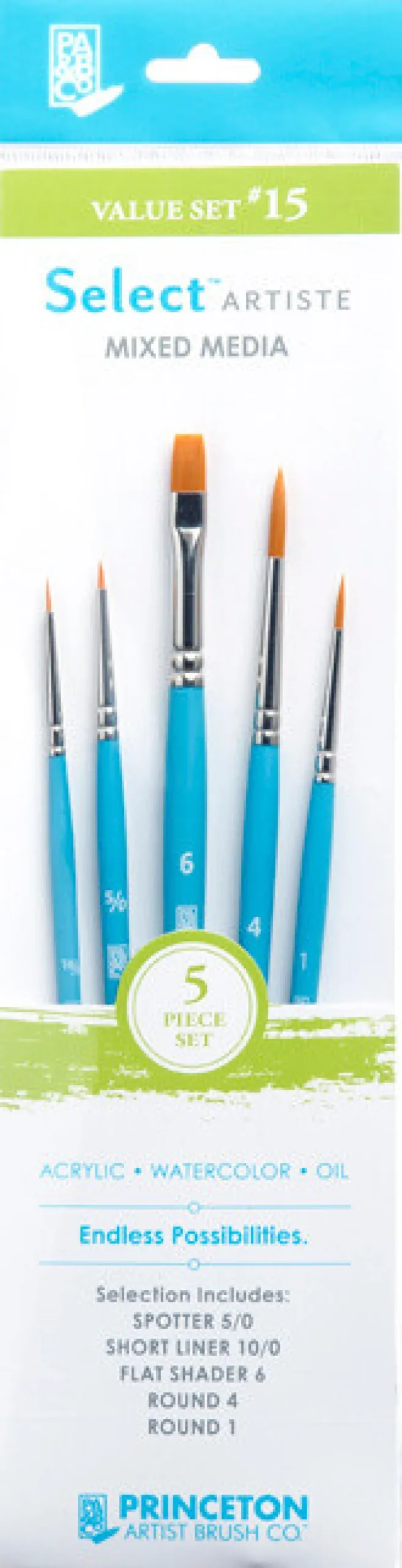 Princeton Zestaw pędzli syntetycznych Select Artiste, Value Set 15 - - 5 szt. > Pędzle Syntetyczne|Zestawy Pędzli