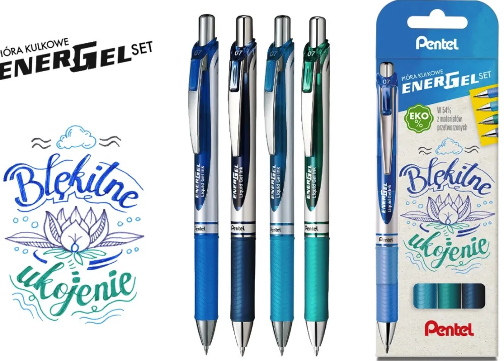 Pentel Zestaw piór kulkowych EnerGel - - Błękitne Ukojenie, 0,7 mm, 4 szt. > Pióra Kulkowe
