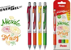 Pentel Zestaw piór kulkowych EnerGel - - Mięsiste Cytrusy, 0,7 mm, 4 szt.