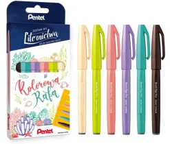Pentel Zestaw pisaków artystycznych Brush Sign Pen - - Kolorowa Rafa, 6 szt.