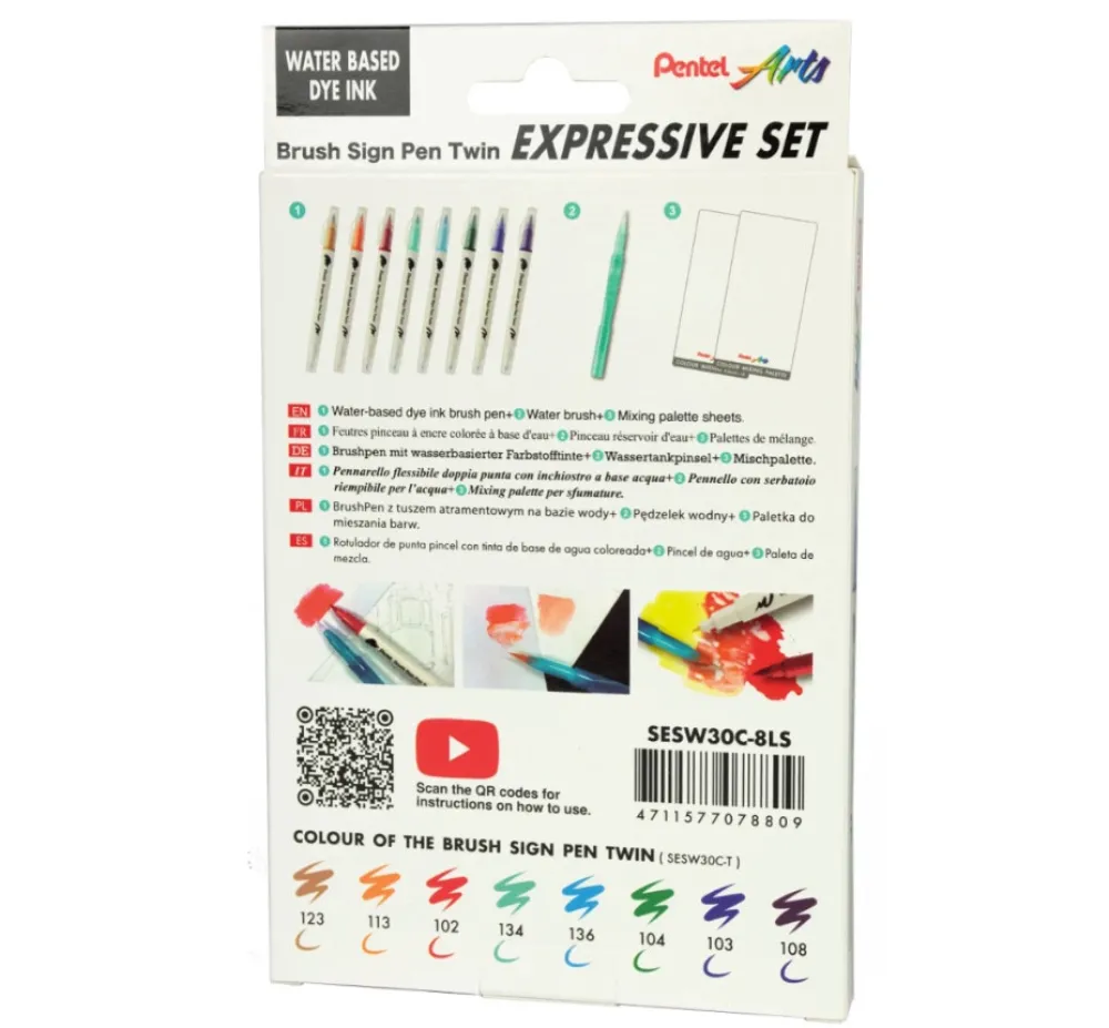 Pentel Zestaw pisaków Brush Sign Pen Twin Landscape - - 8 szt. > Pisaki Kaligraficzne