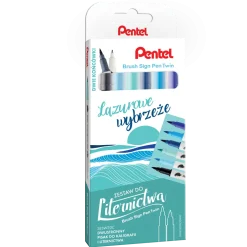 Pentel Zestaw pisaków Brush Sign Pen Twin - - Lazurowe Wybrzeże, 6 szt. > Pisaki Kaligraficzne