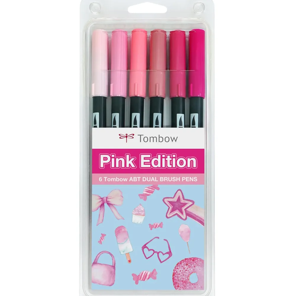 Tombow Zestaw pisaków Dual Brush Pen Pink - - 6 szt.