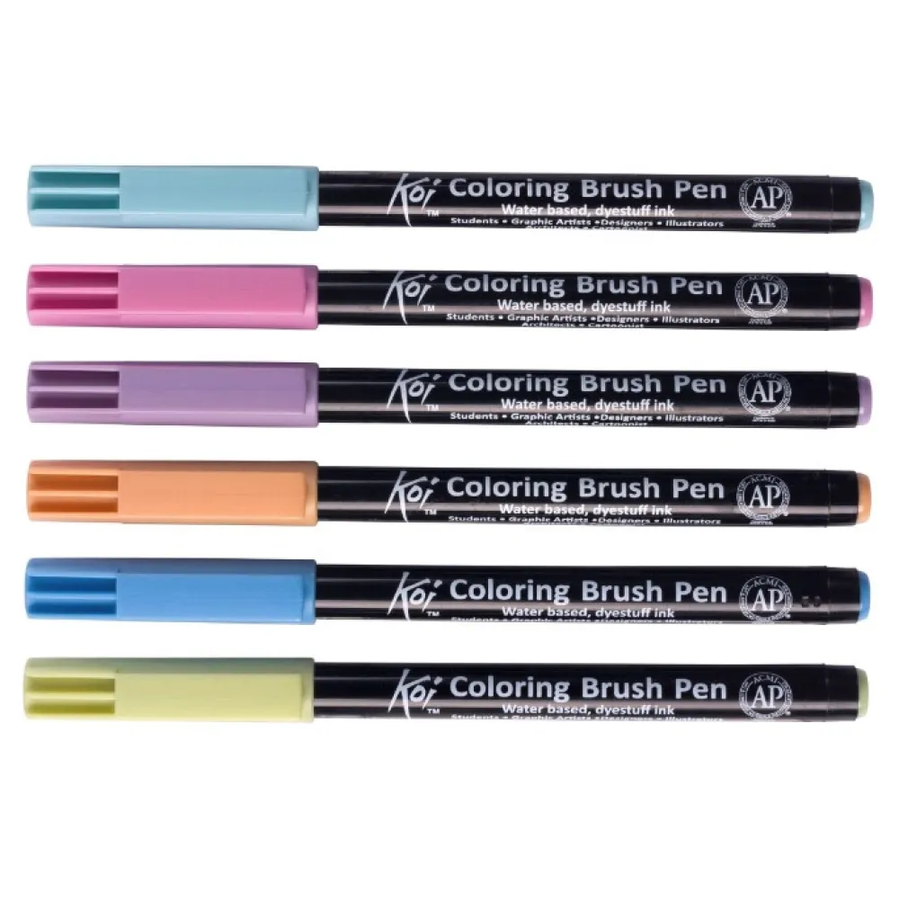 Sakura Zestaw pisaków pędzelkowych Koi Coloring Brush Pen Earth - - 6 kolorów > Markery, Brushpeny I Pisaki