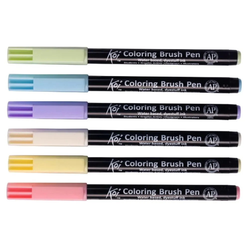 Sakura Zestaw pisaków pędzelkowych Koi Coloring Brush Pen Pastel - - 6 kolorów