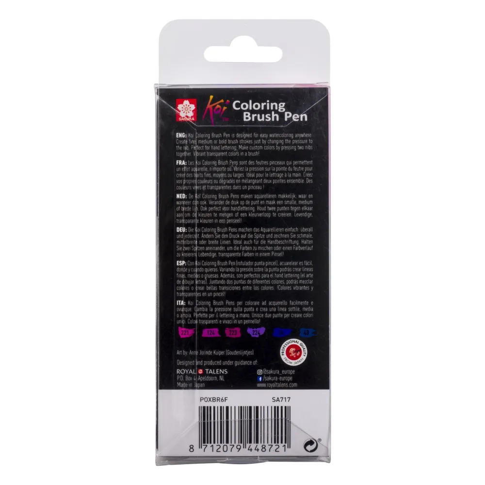 Sakura Zestaw pisaków pędzelkowych Koi Coloring Brush Pen - - Galaxy, 6 szt.