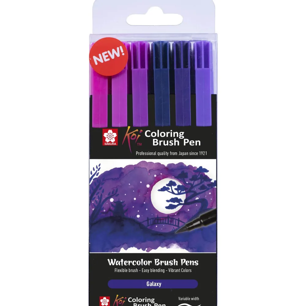 Sakura Zestaw pisaków pędzelkowych Koi Coloring Brush Pen - - Galaxy, 6 szt.
