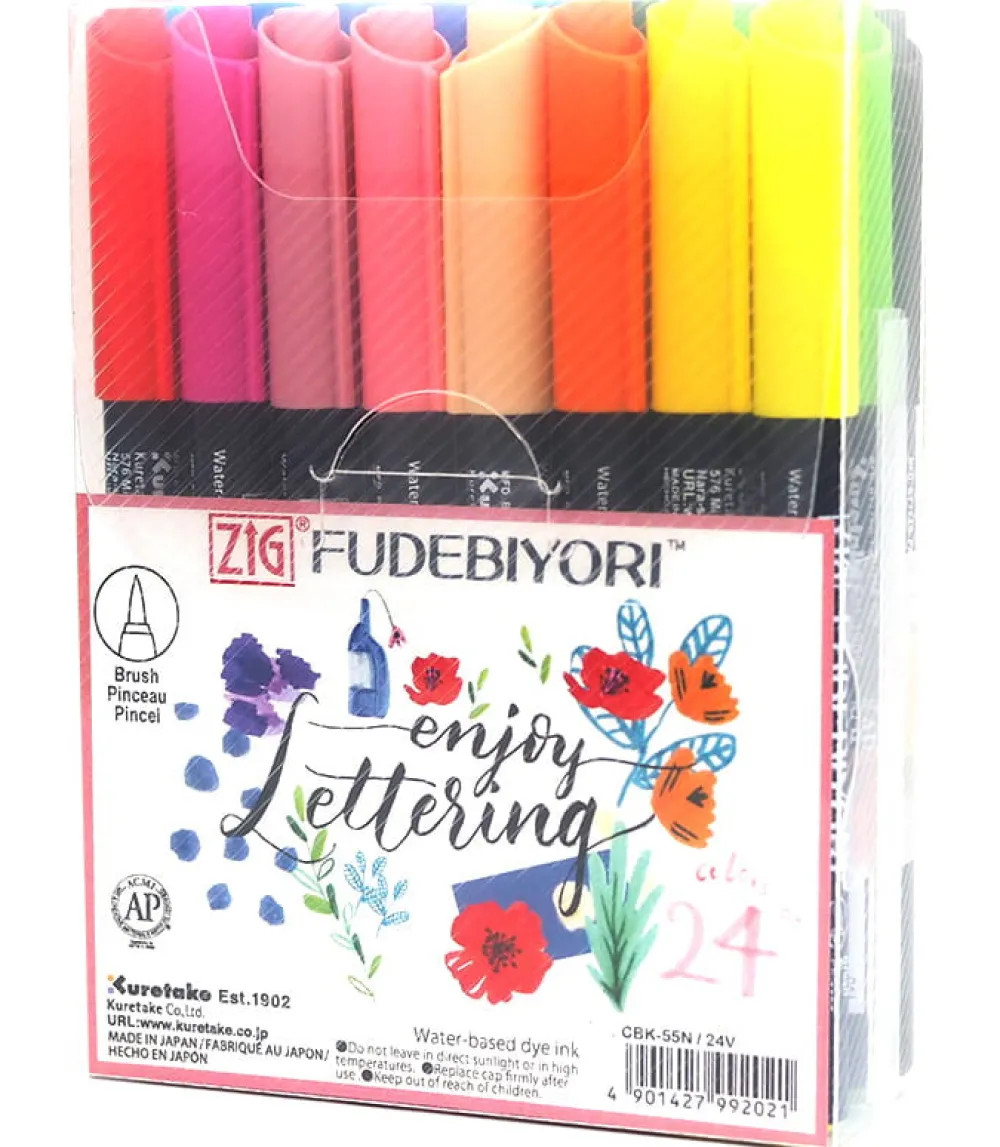 Kuretake Zestaw pisaków pędzelkowych Zig Fudebiyori - - 24 kolory > Markery, Brushpeny I Pisaki|Pisaki Kaligraficzne