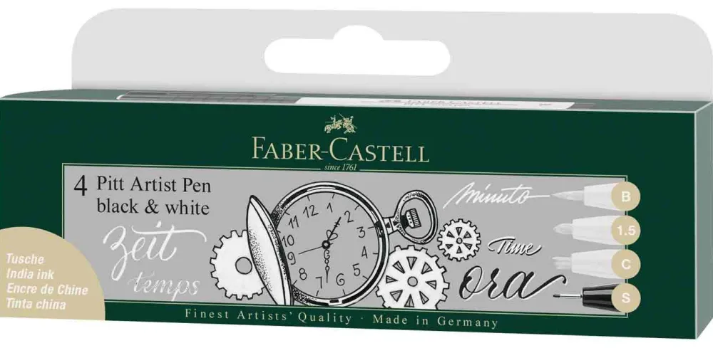 Faber-Castell Zestaw pisaków Pitt Artist Pen Black & White - - 4 szt.