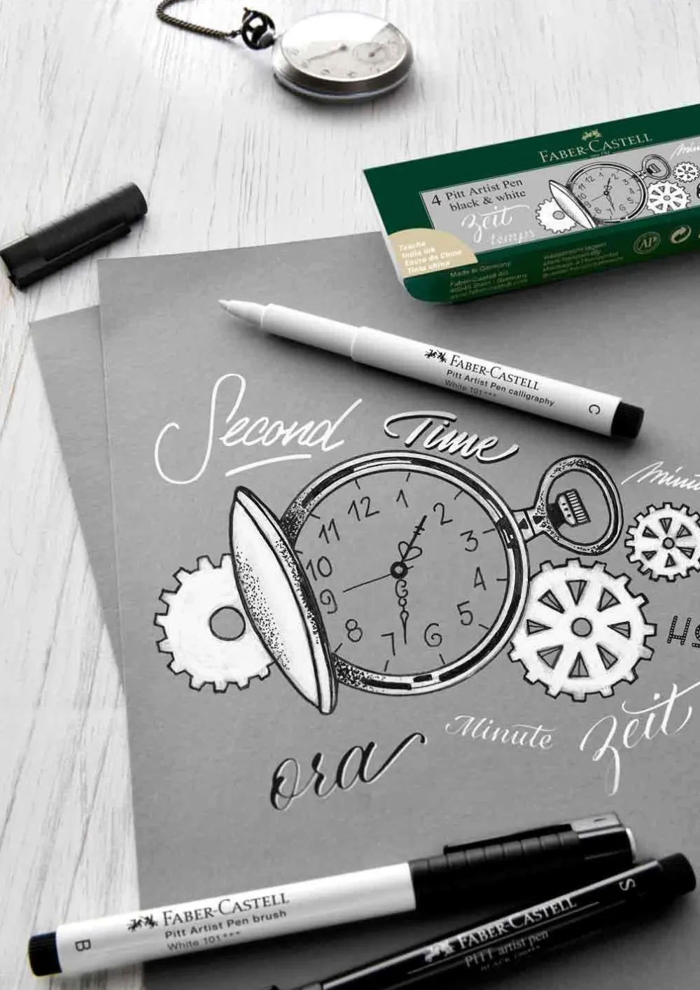 Faber-Castell Zestaw pisaków Pitt Artist Pen Black & White - - 4 szt.
