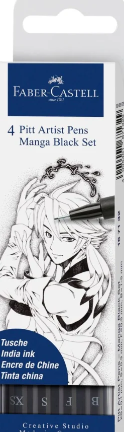 Faber-Castell Zestaw pisaków Pitt Artist Pen - - Manga Black, 4 szt.