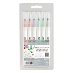 Kuretake Zestaw pisaków Zig Clean Color Dot - - Mild Smoky, 6 kolorów