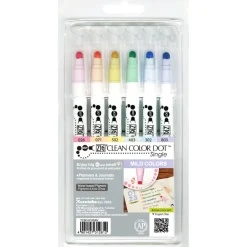 Kuretake Zestaw pisaków Zig Clean Color Dot Single - - 6 kolorów > Markery, Brushpeny I Pisaki