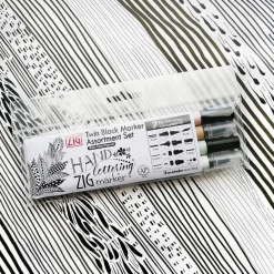 Kuretake Zestaw pisaków Zig Twin Black Marker - - 4 szt. ><noscript><img width=