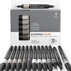 Winsor & Newton Zestaw Promarker Brush - - Neutral tones, 12 + 1 szt.