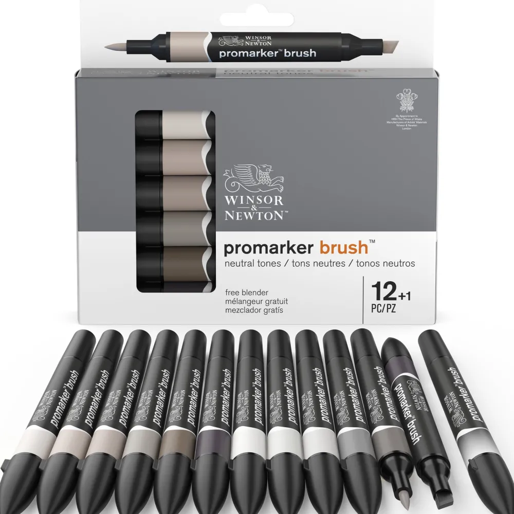 Winsor & Newton Zestaw Promarker Brush - - Neutral tones, 12 + 1 szt.