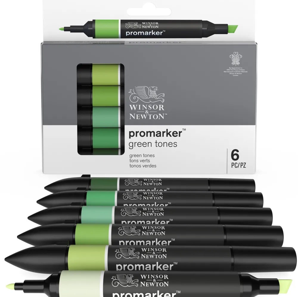 Winsor & Newton Zestaw Promarker - - Green Tones, 6 szt.