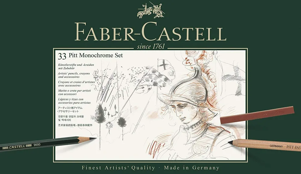 Faber-Castell Zestaw rysunkowy Pitt Monochrome w kasecie metalowej - - 33 szt. > Ołówki|Zestawy Do Rysunku