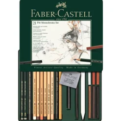 Faber-Castell Zestaw rysunkowy Pitt Monochrome w kasecie metalowej - - 12 szt. > Zestawy Do Rysunku