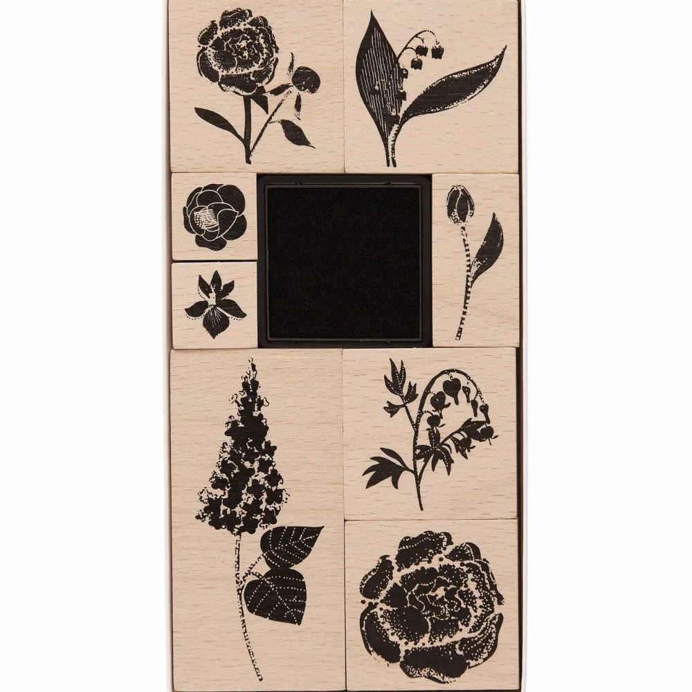 Rico Design Zestaw stempli drewnianych Flowers - Paper Poetry - 9 szt. > Tusze I Stemple