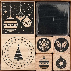 Rico Design Zestaw stempli drewnianych, Modern Christmas - - 6 szt.