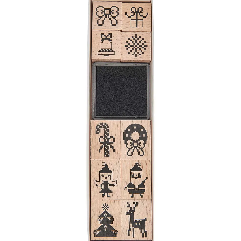 Rico Design Zestaw stempli drewnianych Pixels - Paper Poetry - 10 szt. > Tusze I Stemple