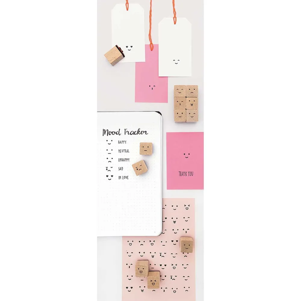 Rico Design Zestaw stempli drewnianych Smile - Paper Poetry - 12 szt.