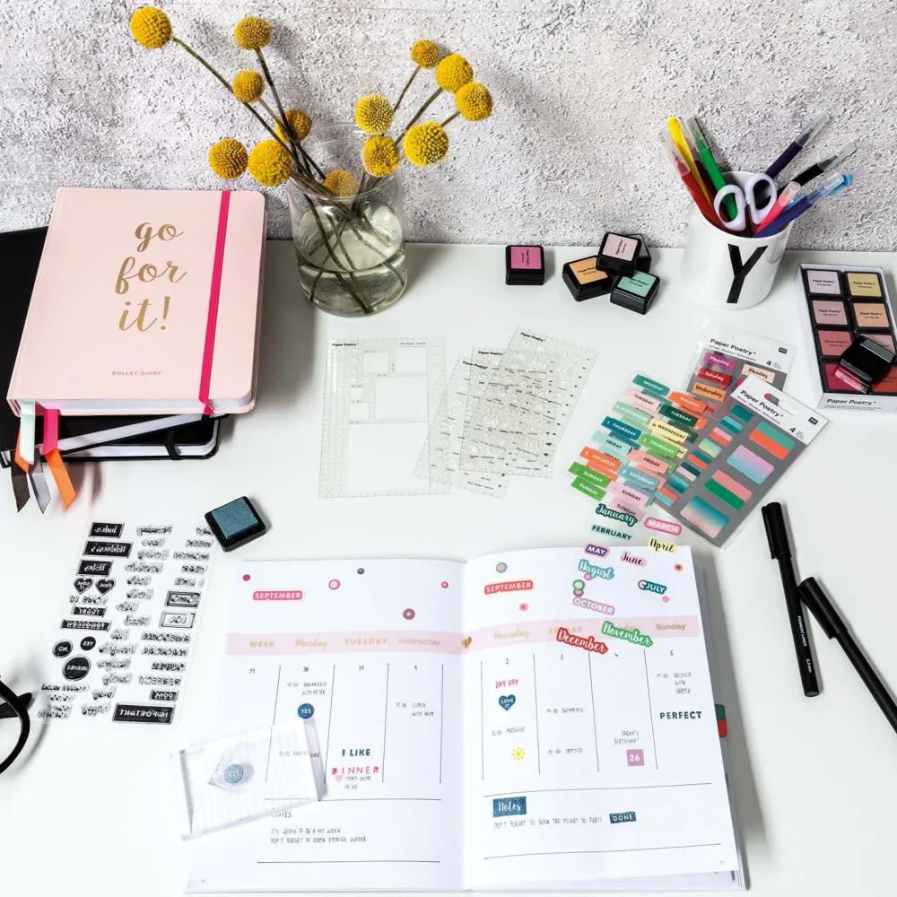 Rico Design Zestaw stempli silikonowych - Paper Poetry - Bullet Journal, litery drukowane > Tusze I Stemple