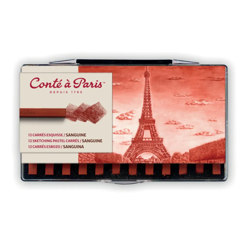 Conte a Paris Zestaw suchych pasteli Sketching Carrés - Conté à Paris - Sanguine 12 szt.