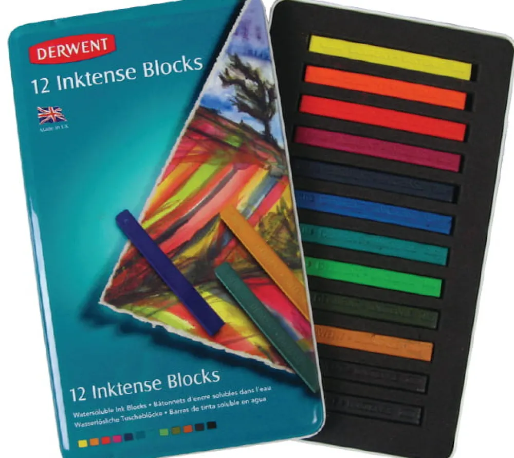 Derwent Zestaw sztyftów akwarelowych Inktense Blocks - - 12 kolorów