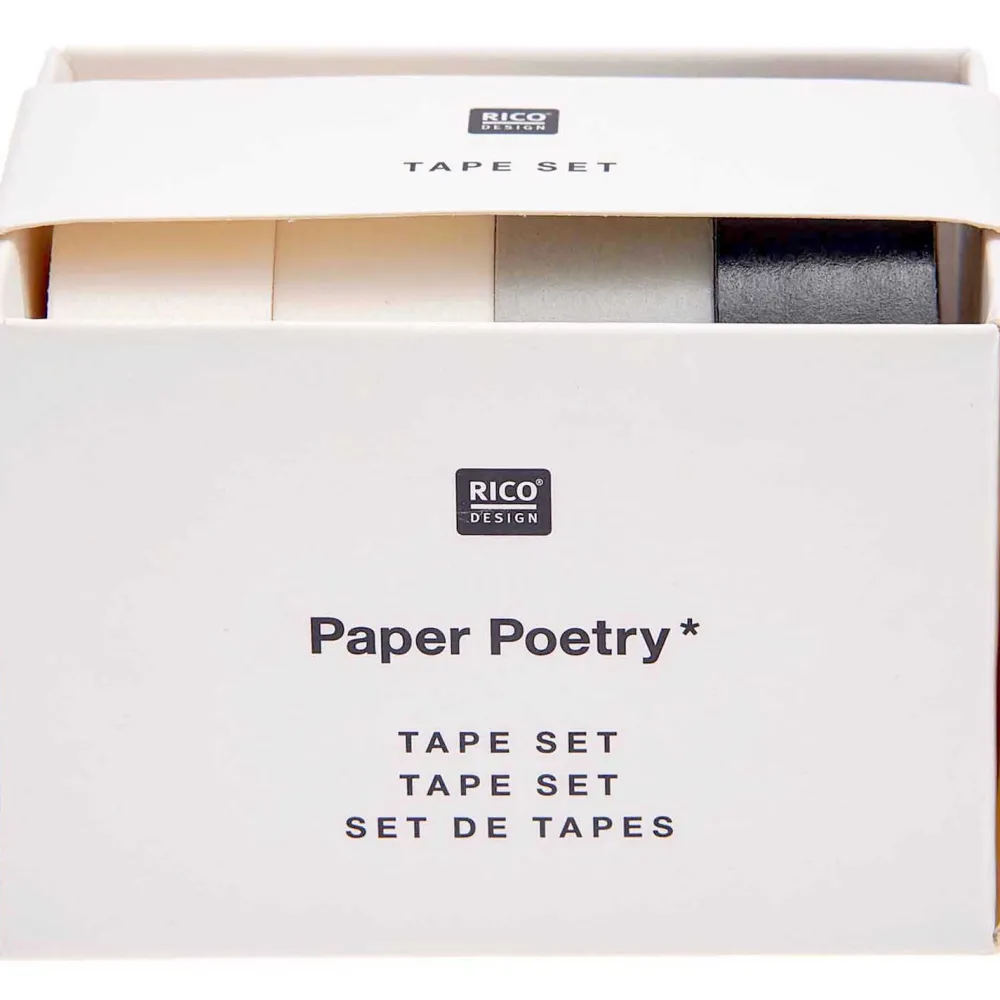 Rico Design Zestaw taśm Black & White - Paper Poetry - 1,5 cm x 10 m, 4 szt.