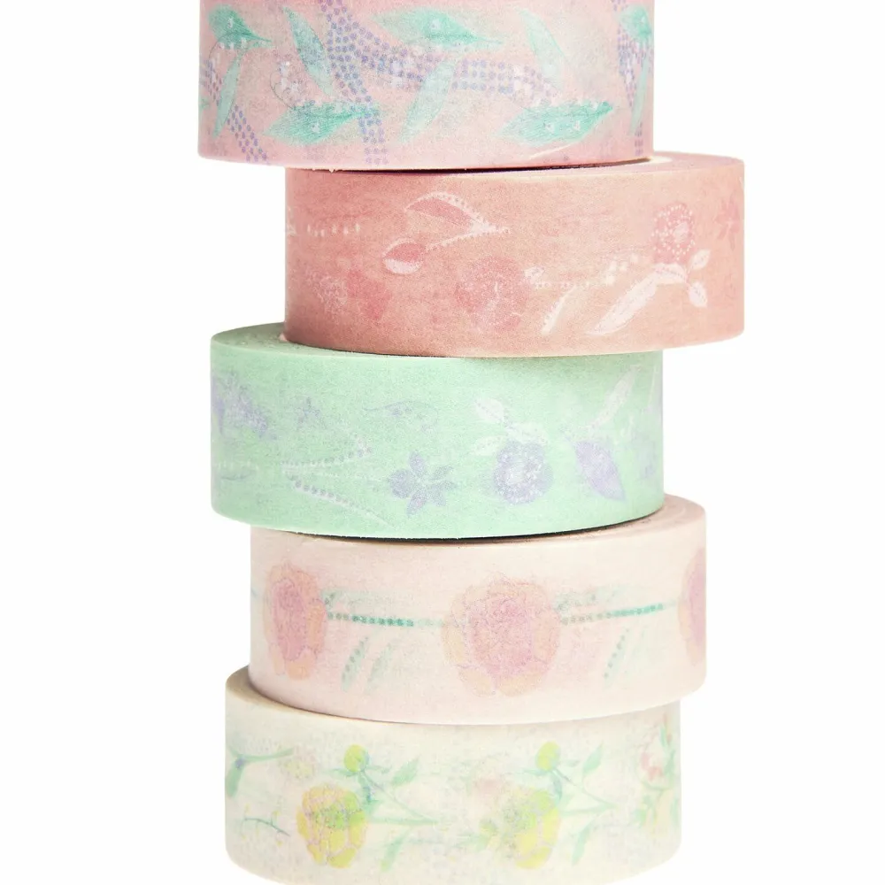Rico Design Zestaw taśm washi Flowers Pastel - Paper Poetry - 5 szt.