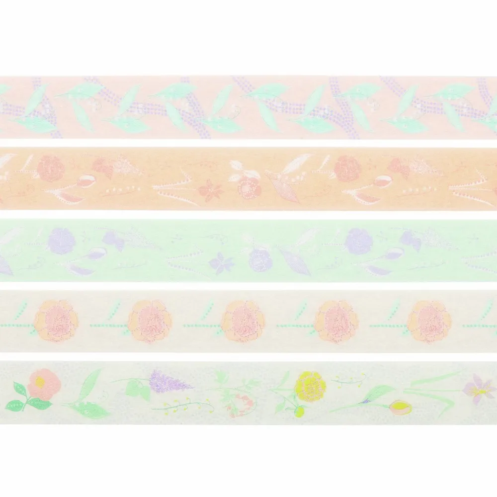 Rico Design Zestaw taśm washi Flowers Pastel - Paper Poetry - 5 szt.
