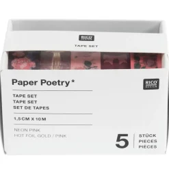 Rico Design Zestaw taśm washi La Vie En Rose - Paper Poetry - 5 szt.