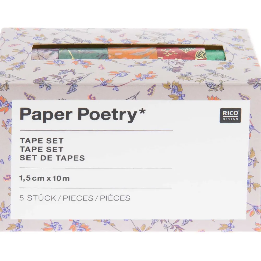 Rico Design Zestaw taśm washi - Paper Poetry - Funny Fall, 15 mm x 10 m, 5 szt.