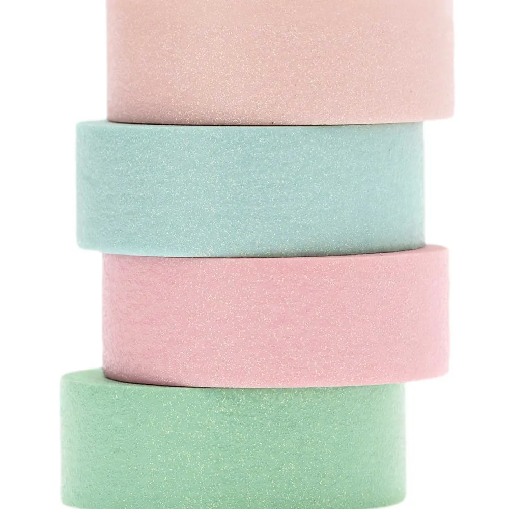 Rico Design Zestaw taśm washi - Paper Poetry - Glitter Pastel, 15 mm x 5 m, 4 szt.