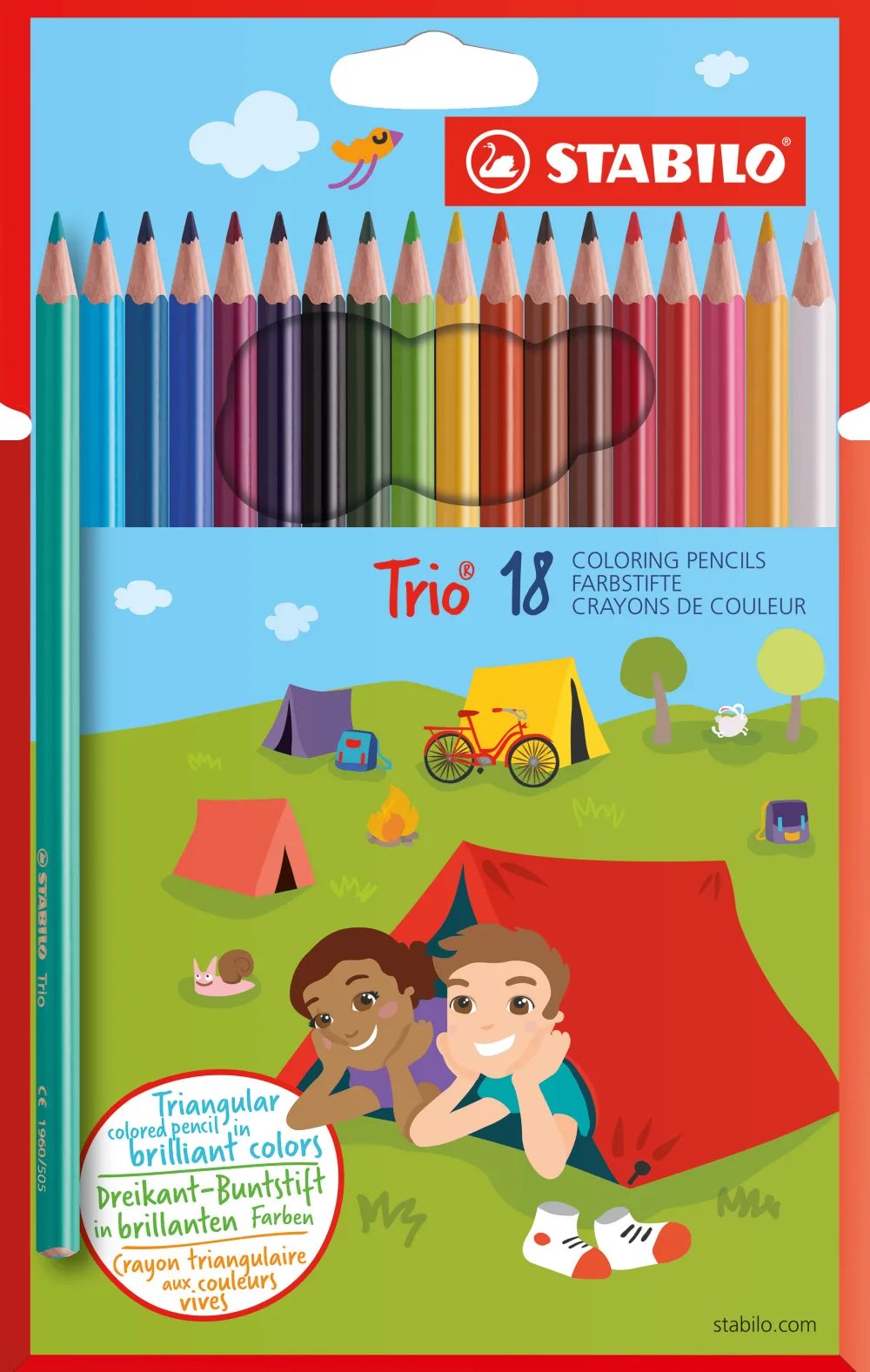 Dzieci Stabilo Zestaw trójkątnych grubych kredek Trio - - 24 kolory