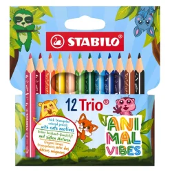 Dzieci Stabilo Zestaw trójkątnych grubych kredek Trio Animal Vibes - - 12 szt.