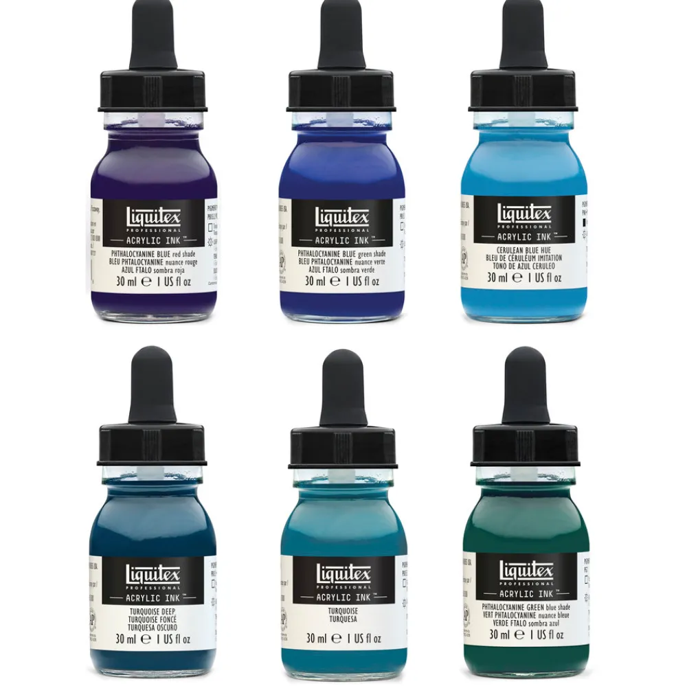 Liquitex Zestaw tuszów akrylowych Aqua - - 6 kolorów x 30 ml
