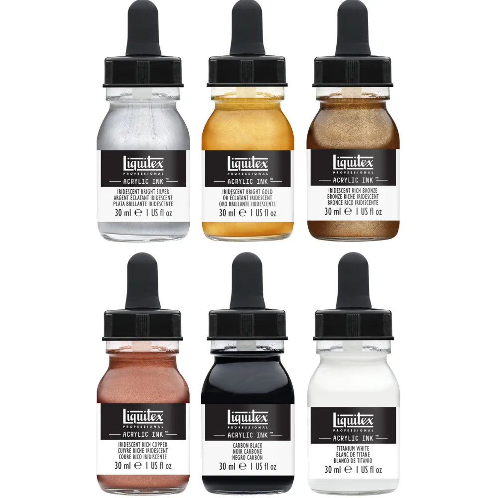 Liquitex Zestaw tuszów akrylowych Iridescents - - 6 kolorów x 30 ml > Farby Akrylowe