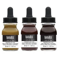 Liquitex Zestaw tuszów akrylowych Transparent - - 3 kolory x 30 ml