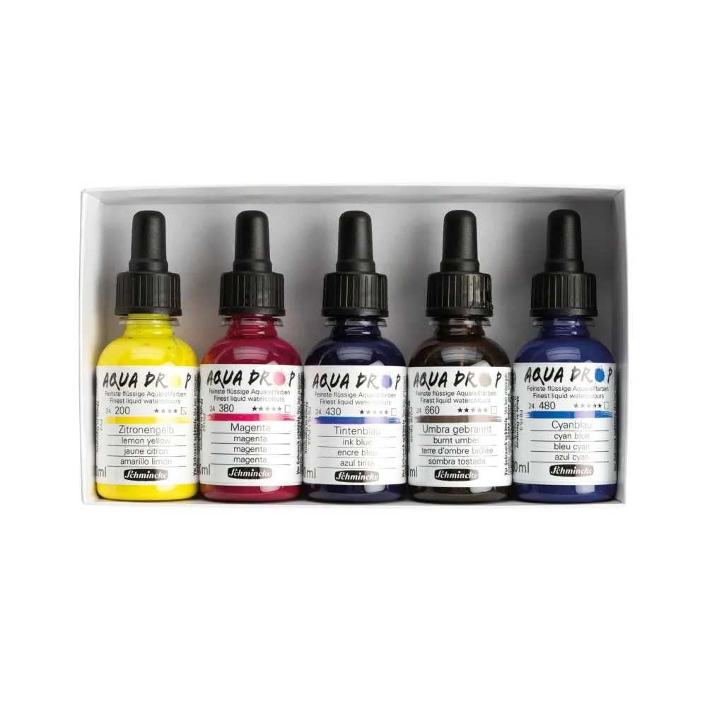Schmincke Zestaw tuszów akwarelowych Aqua Drop - - 5 x 30 ml > Farby Akwarelowe