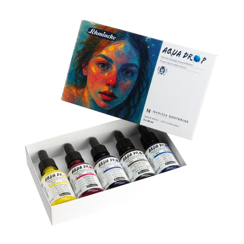 Schmincke Zestaw tuszów akwarelowych Aqua Drop - - 5 x 30 ml > Farby Akwarelowe