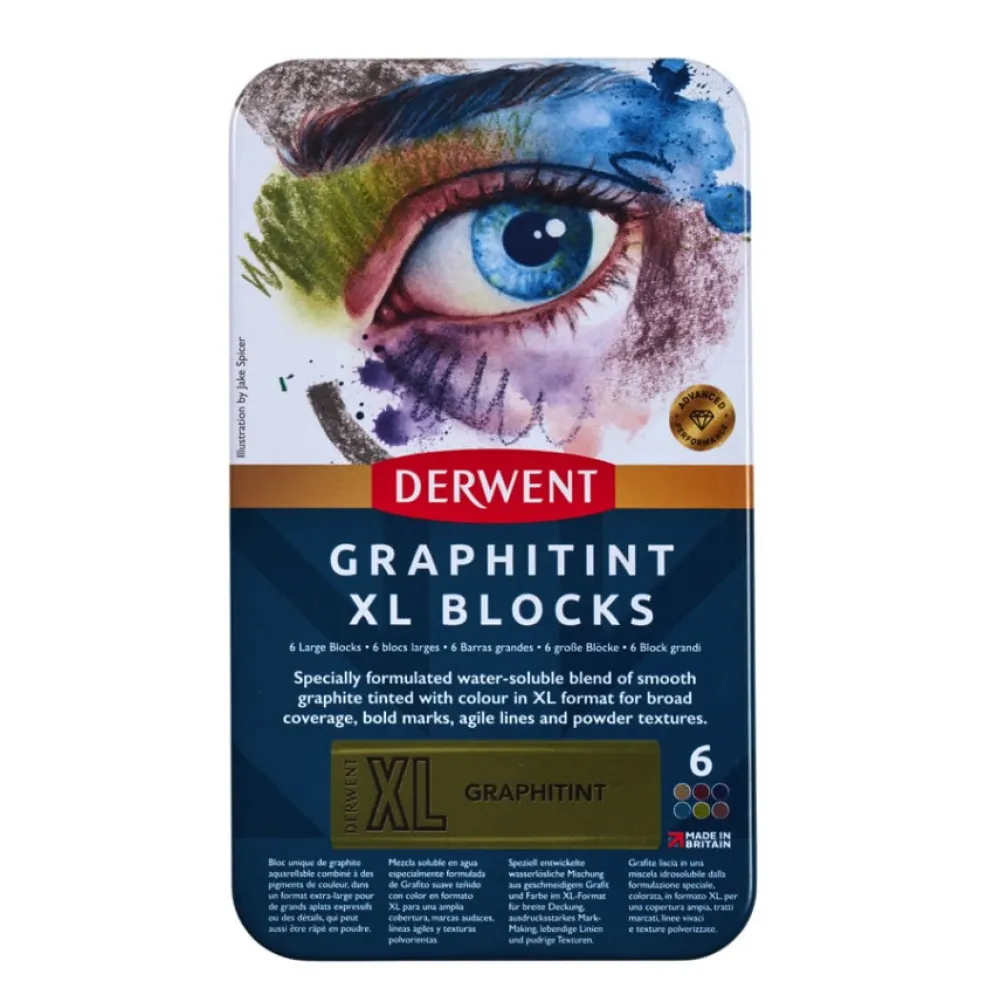 Derwent Zestaw tuszów akwarelowych Graphitint XL w sztyfcie - - 6 kolorów