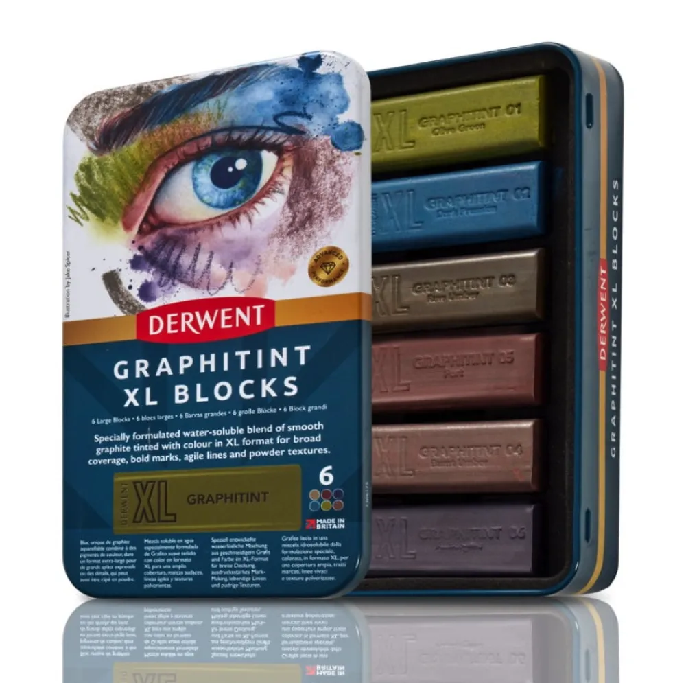 Derwent Zestaw tuszów akwarelowych Graphitint XL w sztyfcie - - 6 kolorów