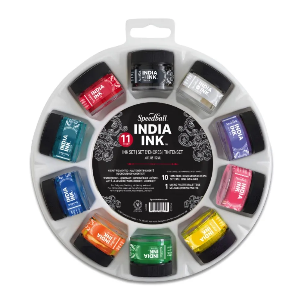 Speedball Zestaw tuszów do kaligrafii India Ink - - 10 x 12 ml > Tusze Do Kaligrafii