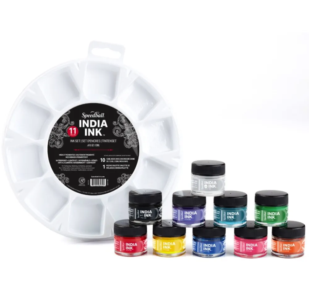 Speedball Zestaw tuszów do kaligrafii India Ink - - 10 x 12 ml > Tusze Do Kaligrafii