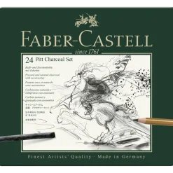 Faber-Castell Zestaw węgli rysunkowych Pitt w kasecie metalowej - - 24 szt. > Węgle Rysunkowe
