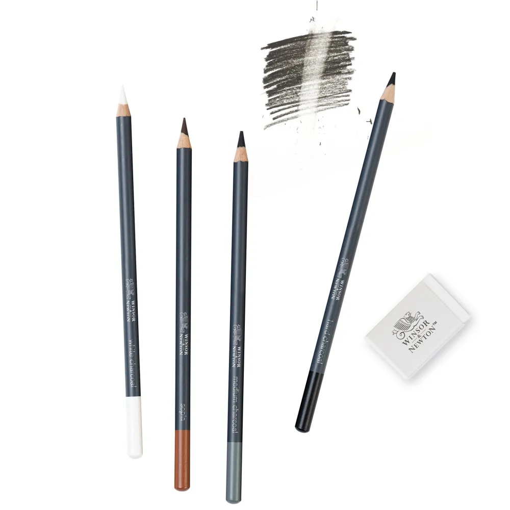 Winsor & Newton Zestaw węgli w ołówku Studio Collection z gumką - - 5 szt. > Węgle Rysunkowe
